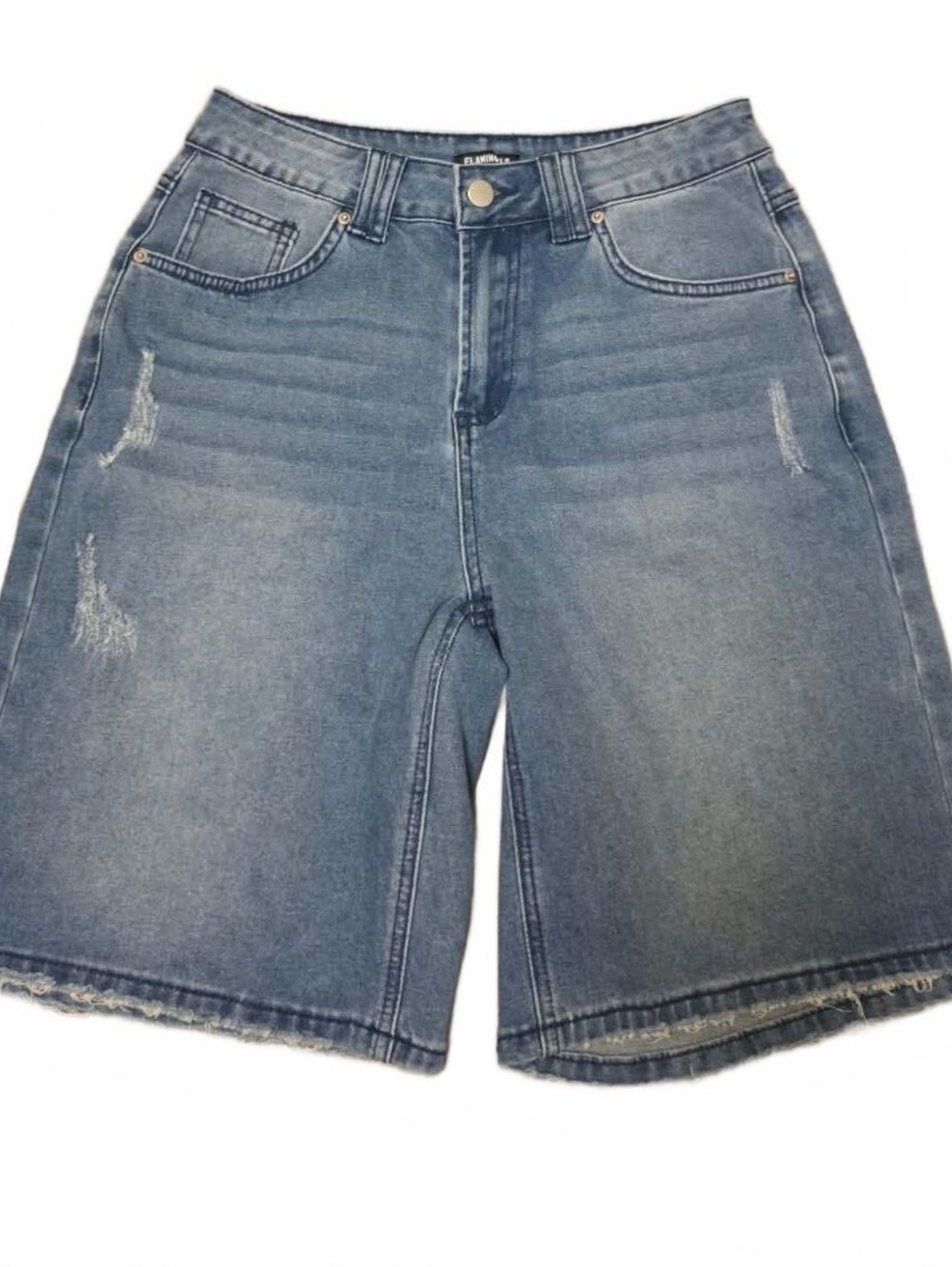 Flaningals Women's Distressed Denim Bermuda Shorts Size S